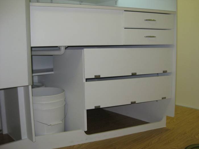 Stealth camper Lower Kitchen Cabinets