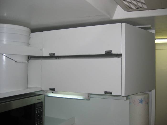 Stealth Camper Upper Kitchen Cabinets